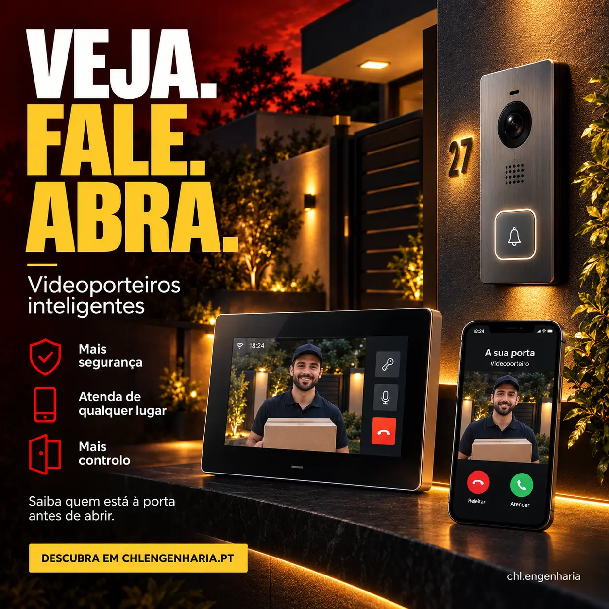 Publicação de engenharia sobre videoporteiros inteligentes para maior segurança e controlo